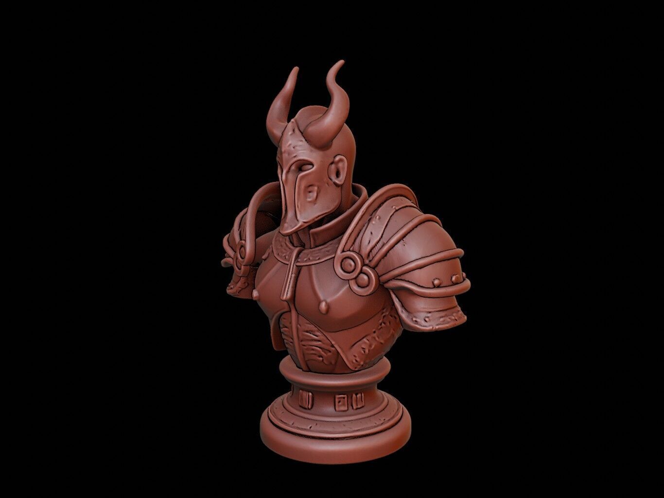 Armored Infernal Beast Bust 3D print model_1