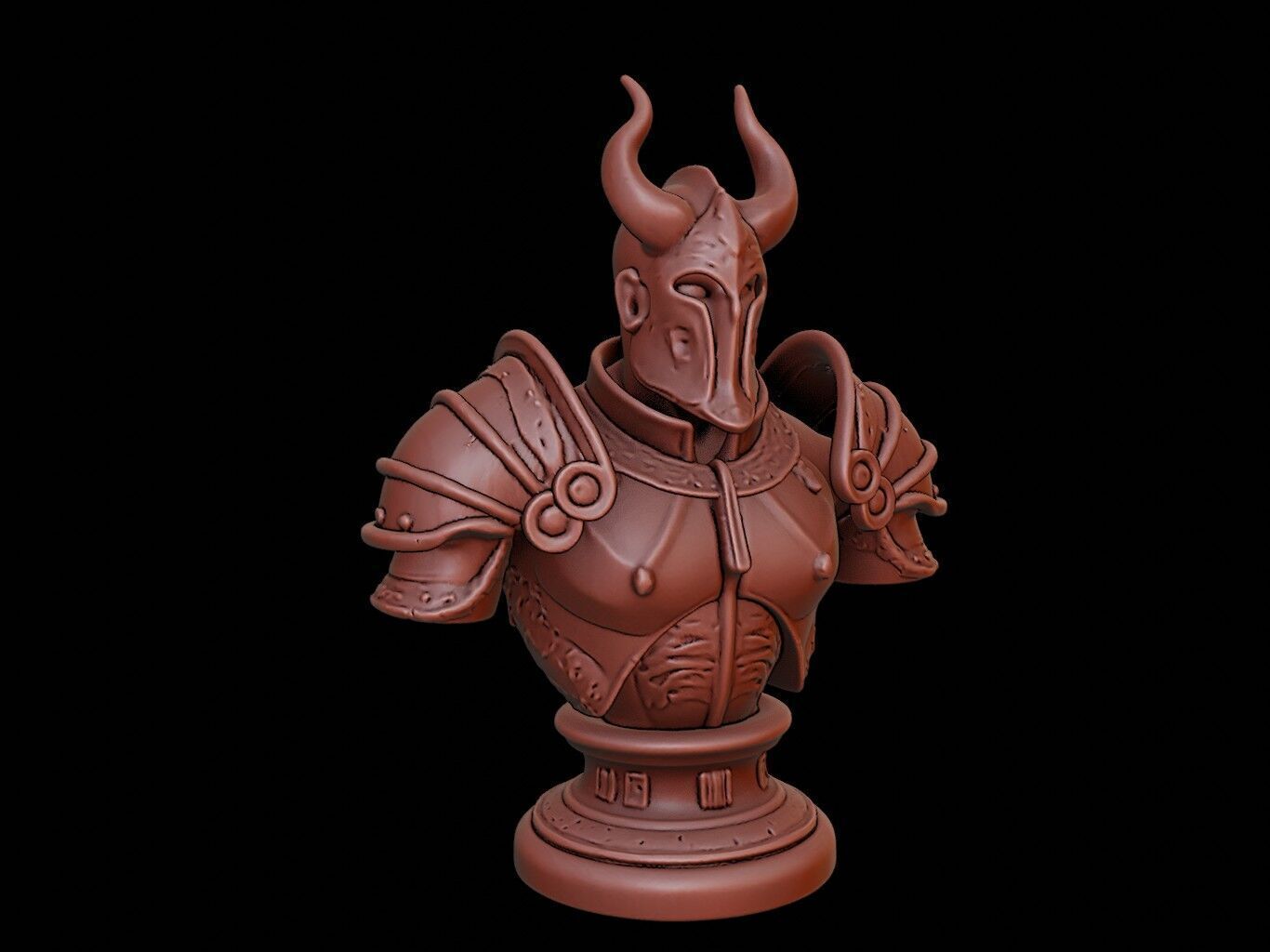 Armored Infernal Beast Bust 3D print model_2