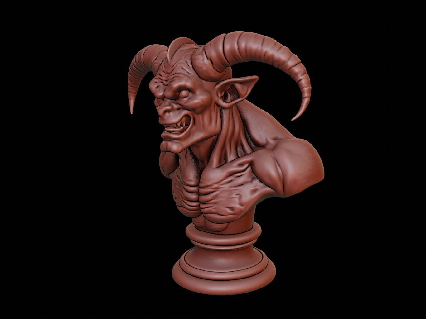 Beast-Hybrid Demon Beast Bust 3D print model_1