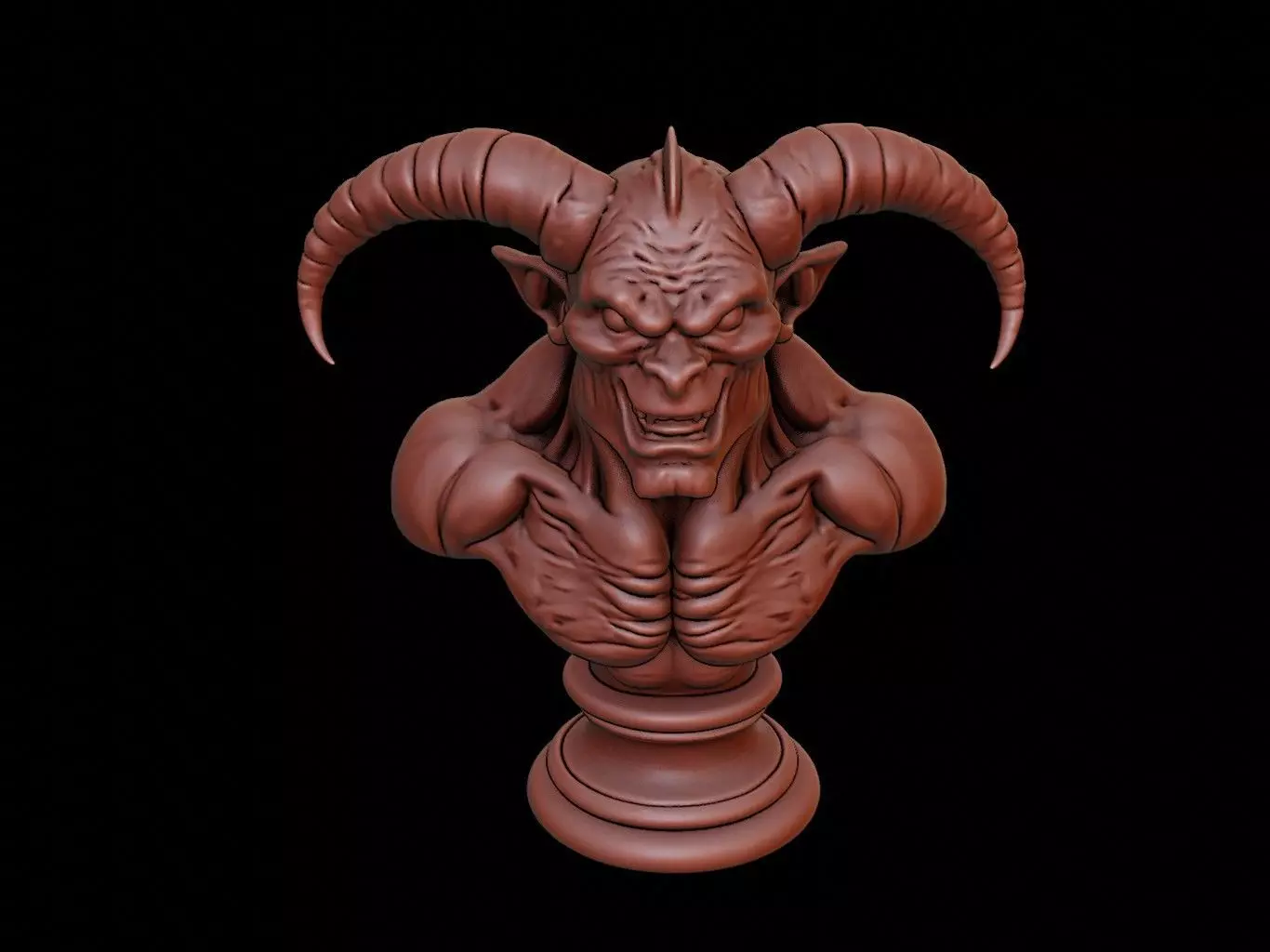 Beast-Hybrid Demon Beast Bust 3D print model_0