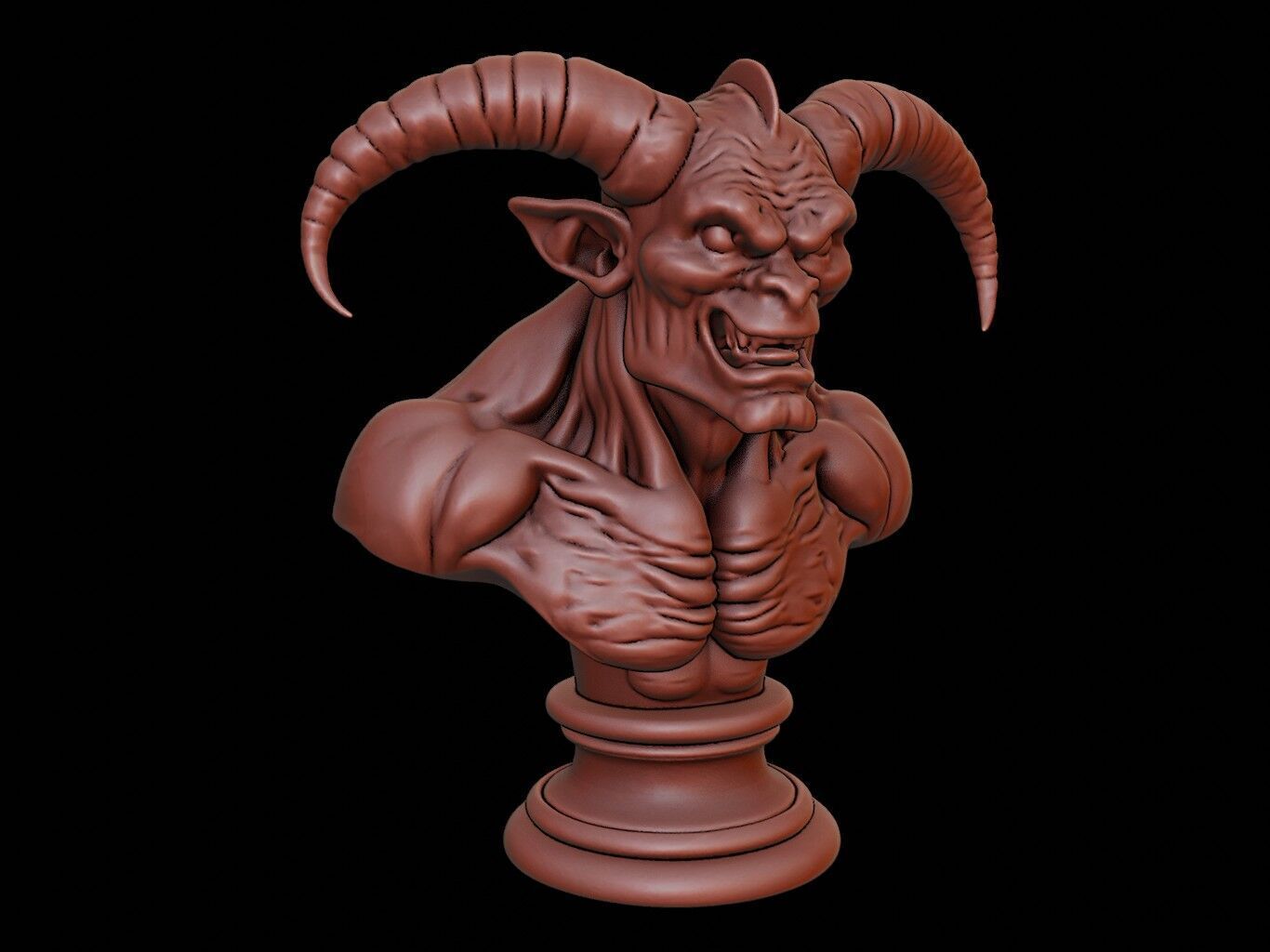 Beast-Hybrid Demon Beast Bust 3D print model_2