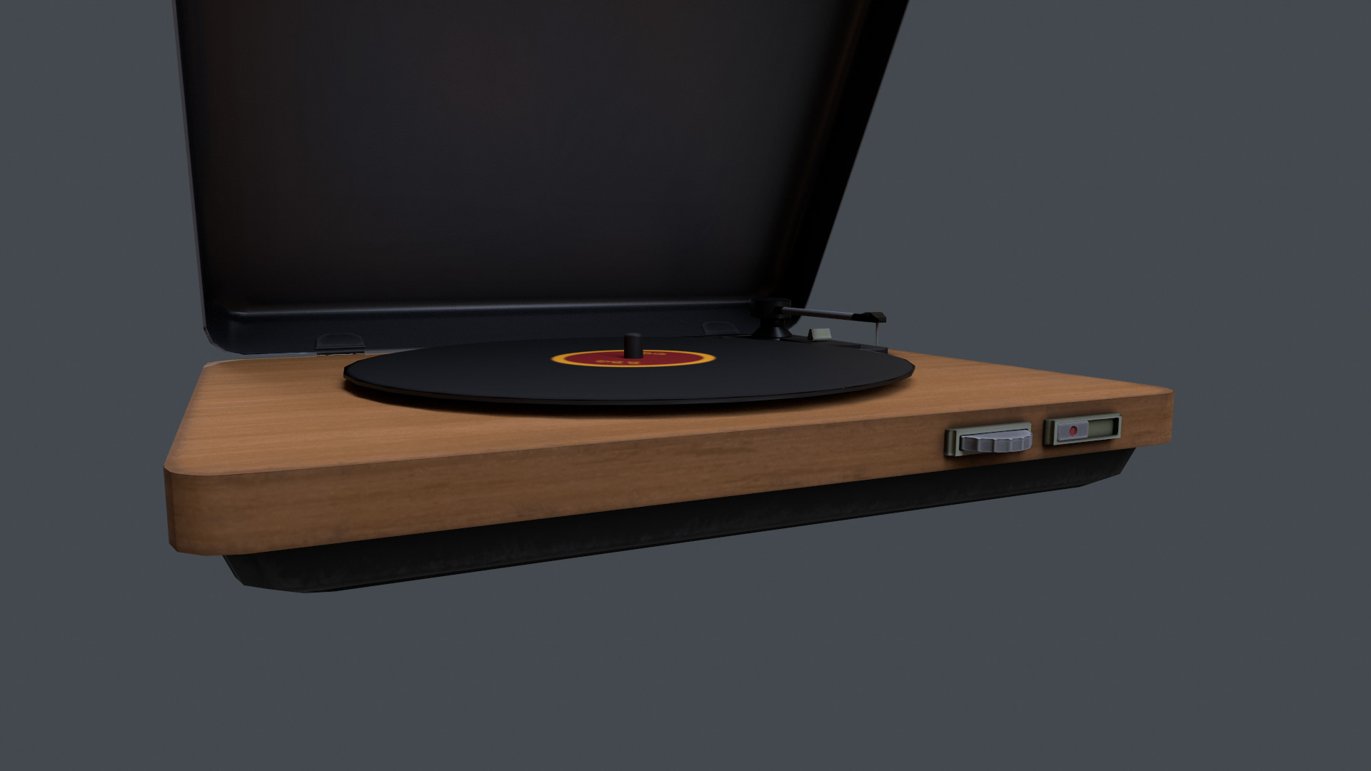Vinyl player Low-poly 3D model_3