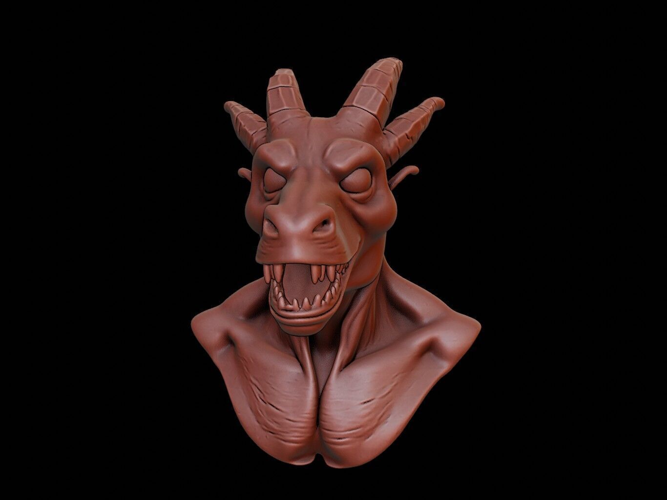 Chupacabra Beast Bust 3D print model_2