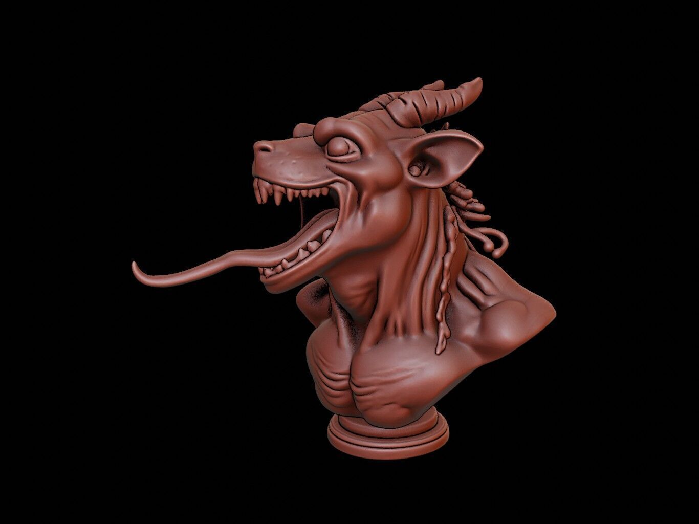 Chupacabra Beast Bust 3D print model_1