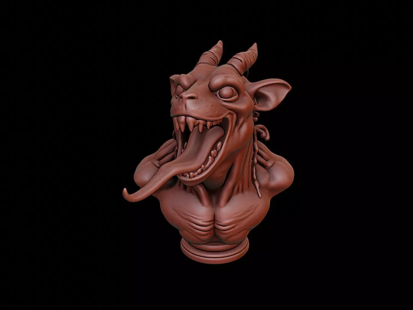 Chupacabra Beast Bust 3D print model_0
