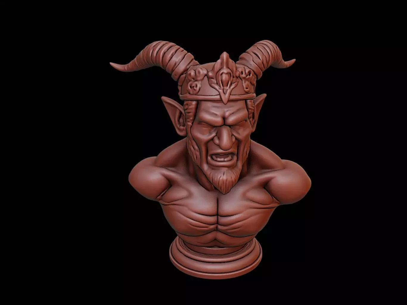 Crowned Demon Beast Bust 3D print model
