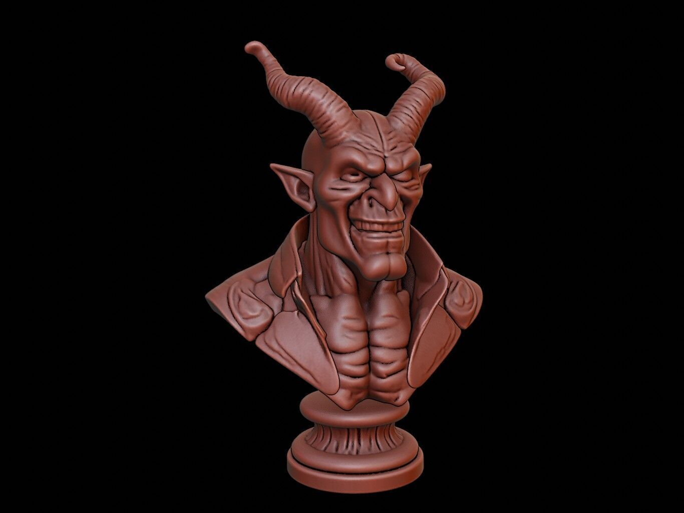 Demon Beast Bust 3D print model_2