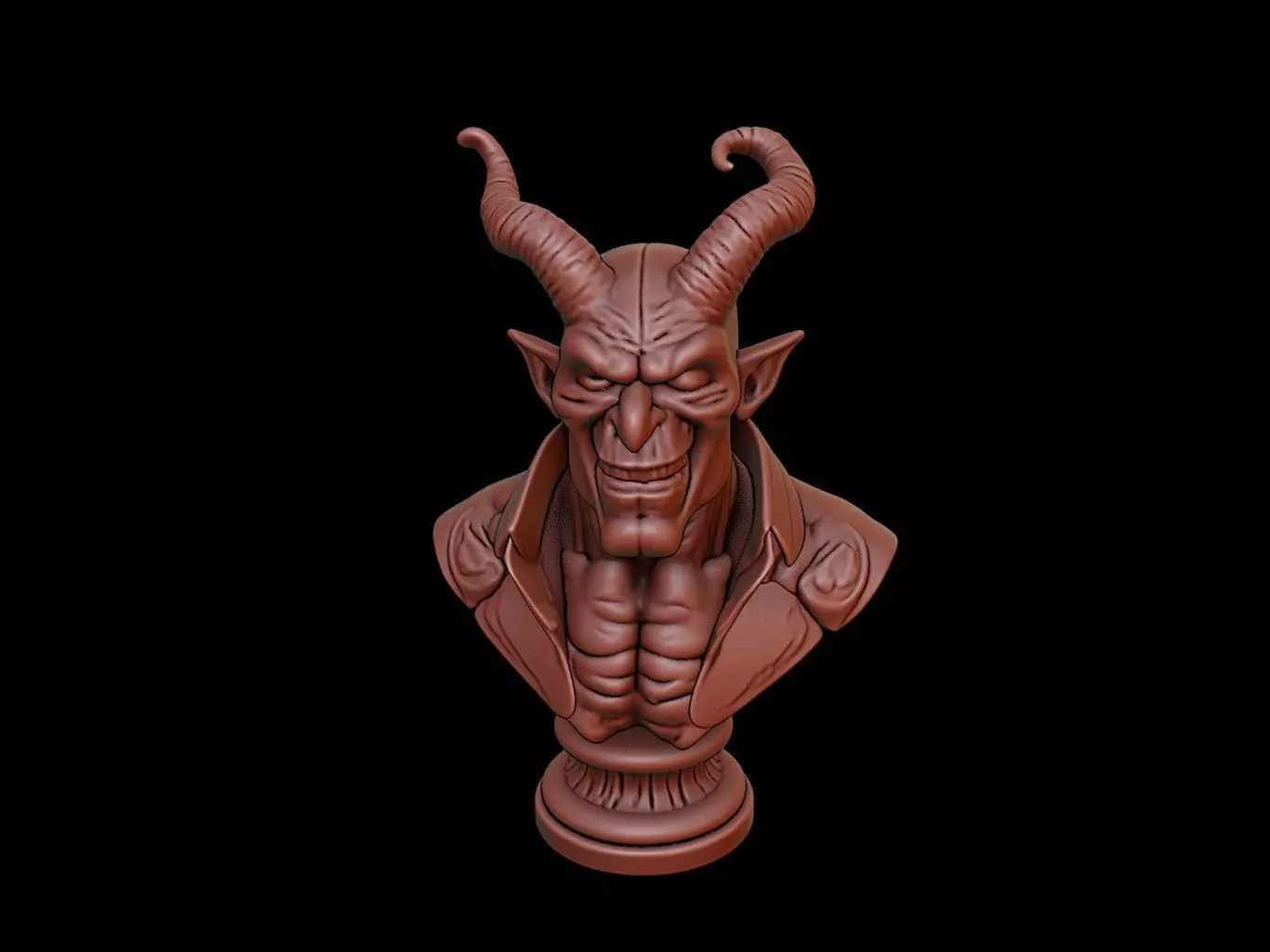 Demon Beast Bust 3D print model_0