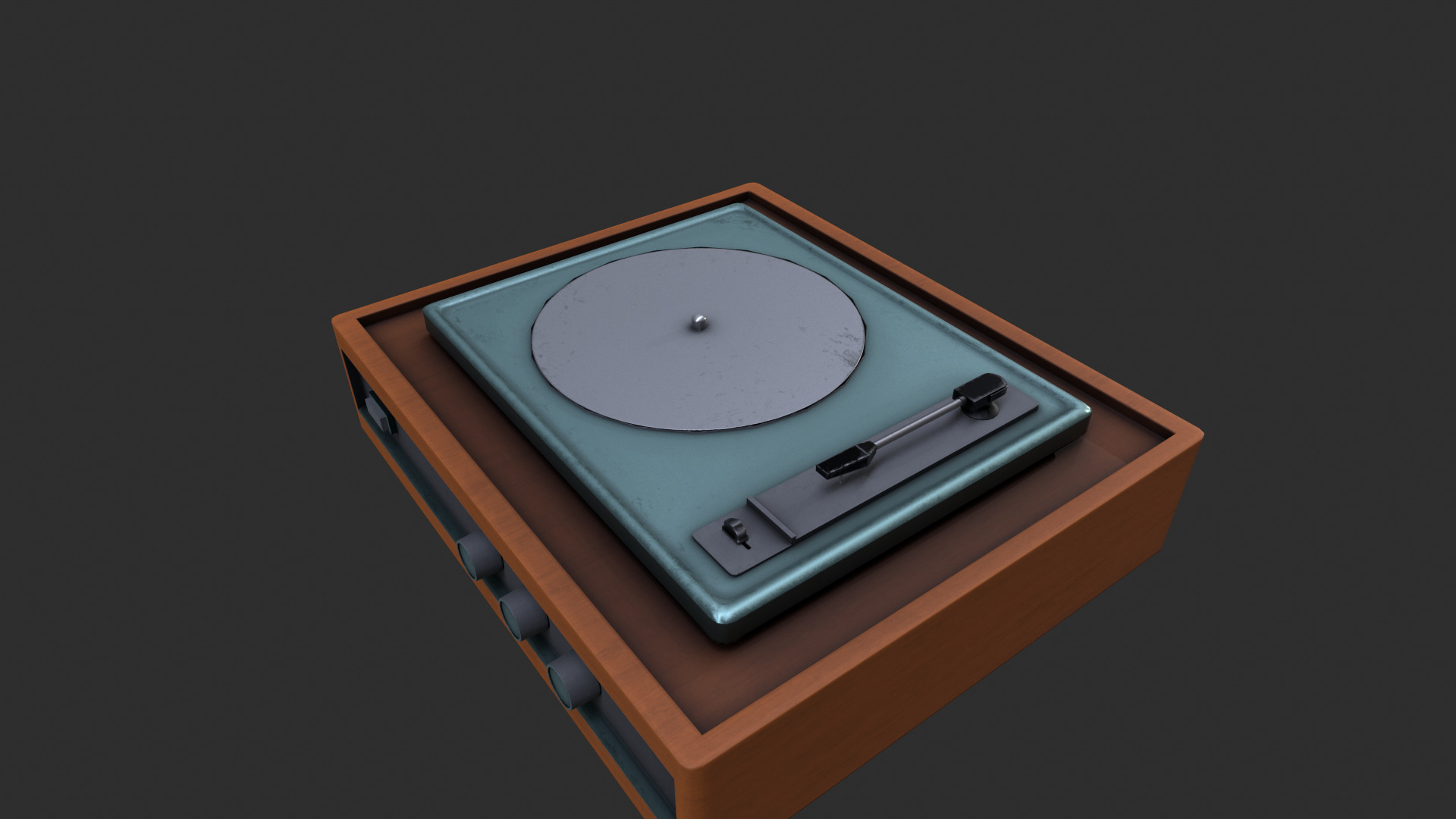 Vinyl player Low-poly 3D model_2
