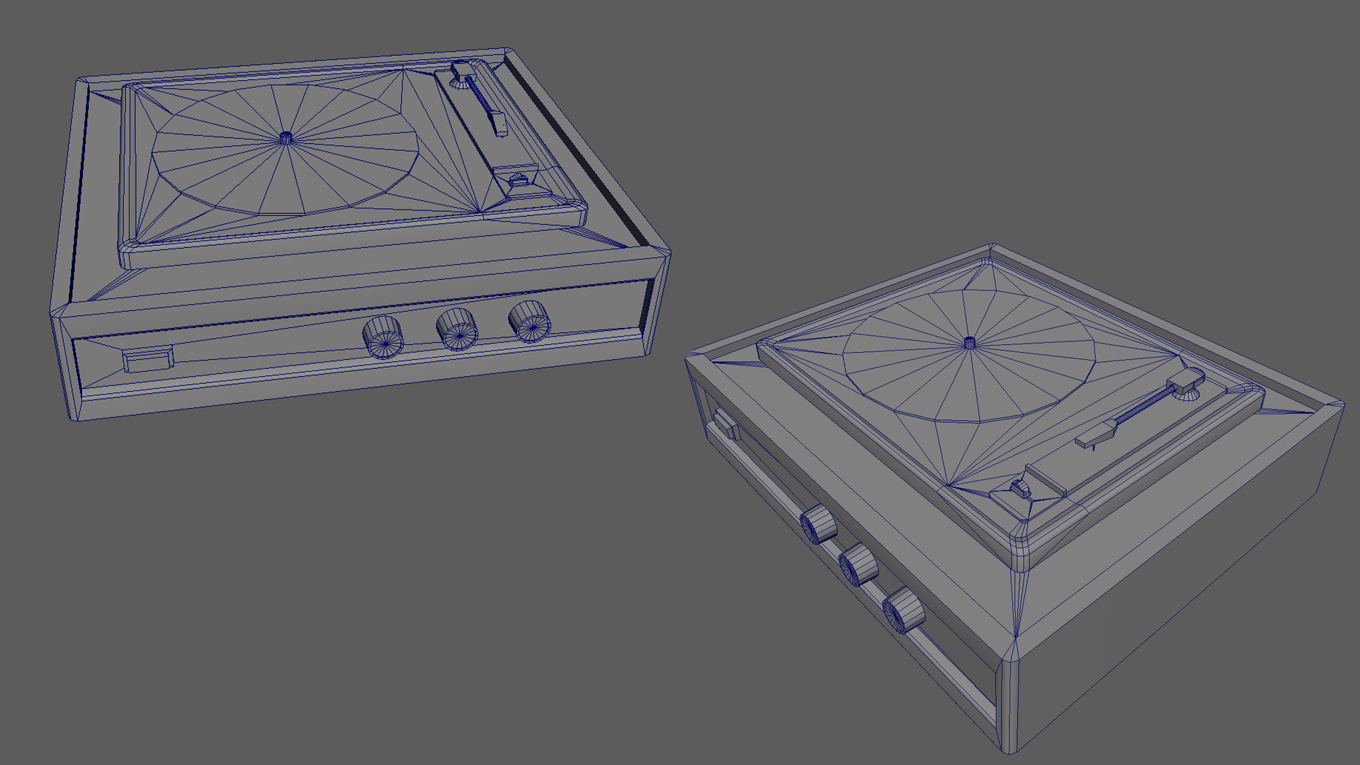 Vinyl player Low-poly 3D model_7