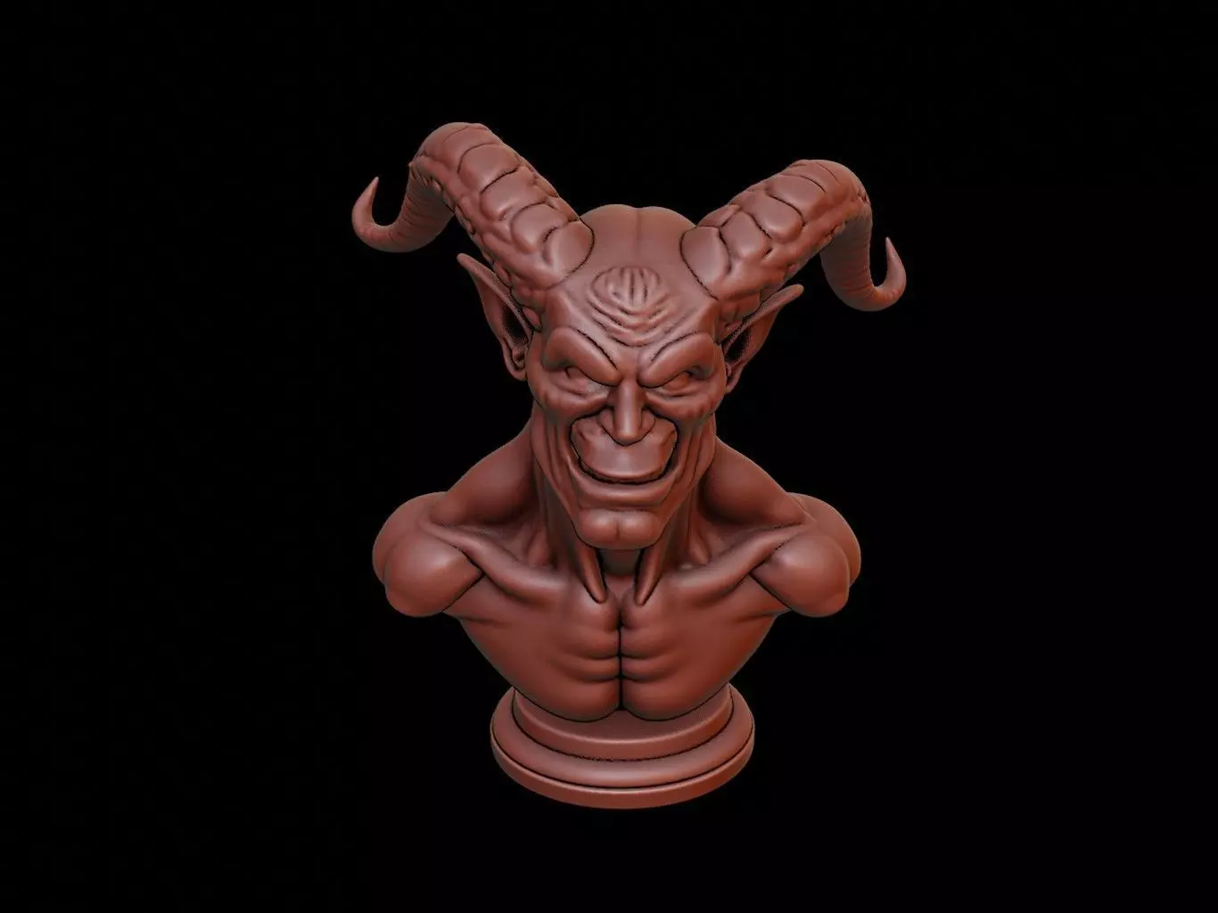 Demon Beast Bust 3D print model