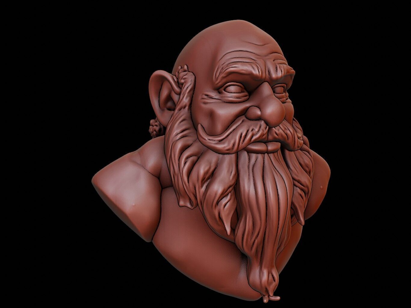 Dwarf Beast Bust 3D print model_2