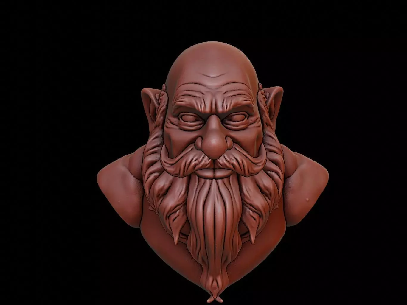 Dwarf Beast Bust 3D print model_0