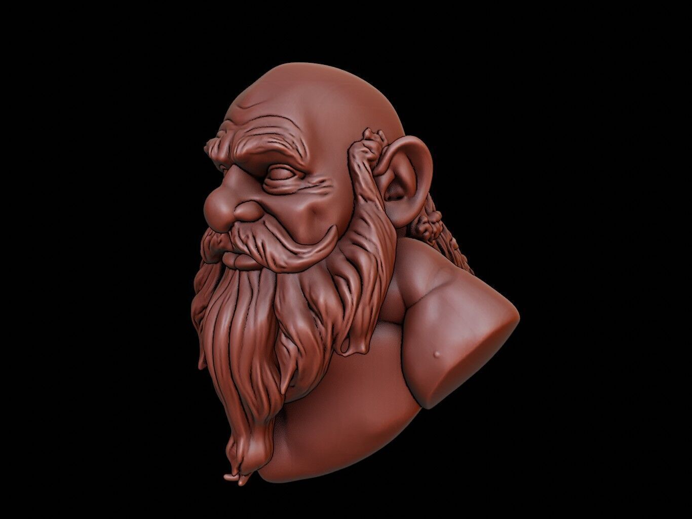 Dwarf Beast Bust 3D print model_1