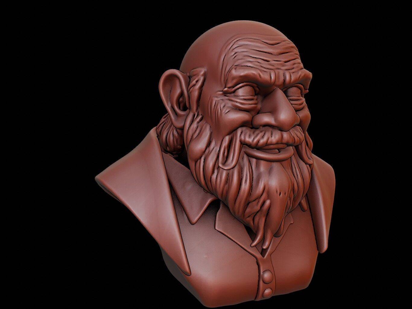 Dwarf Beast Bust 3D print model_2