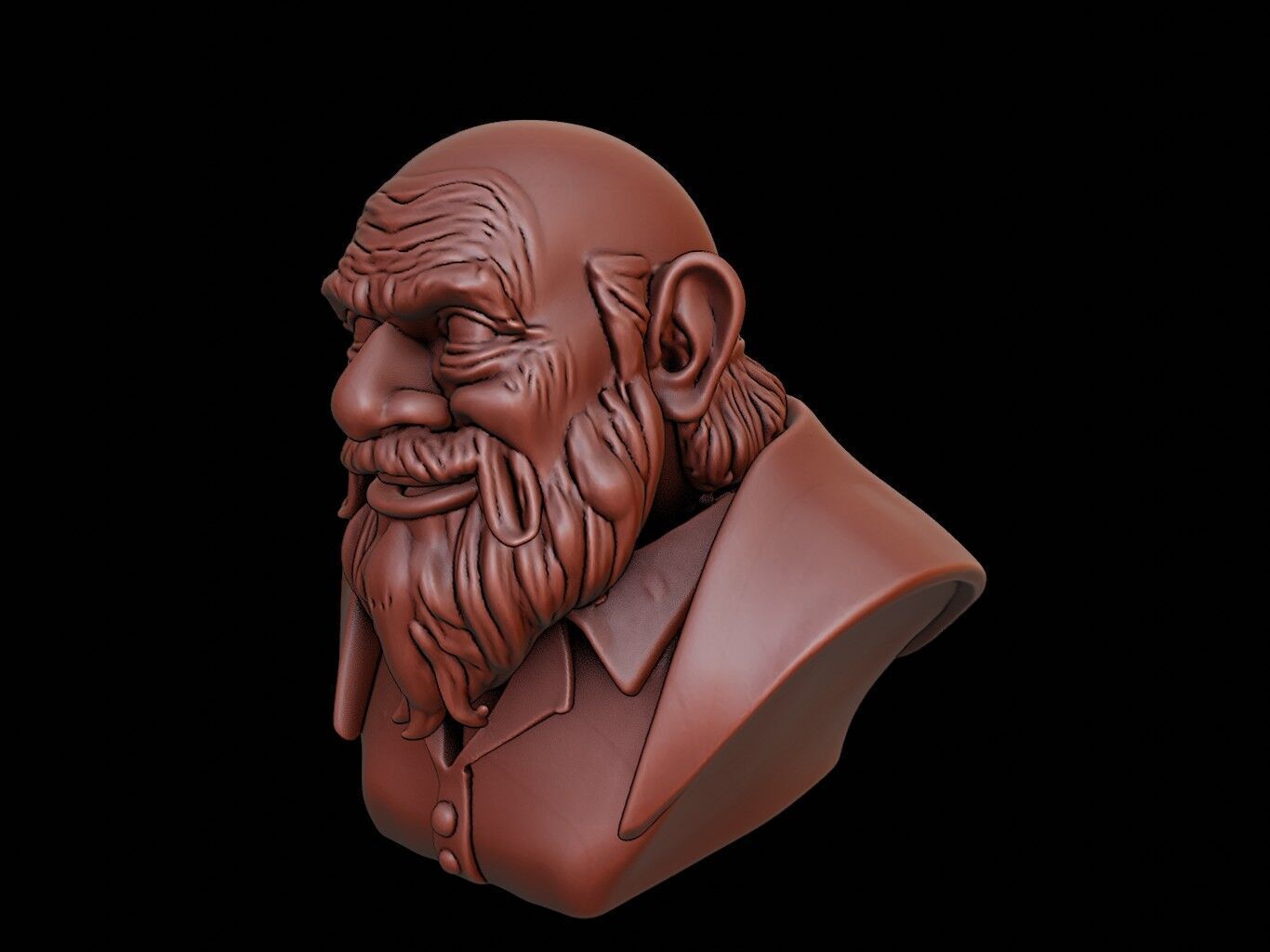 Dwarf Beast Bust 3D print model_1