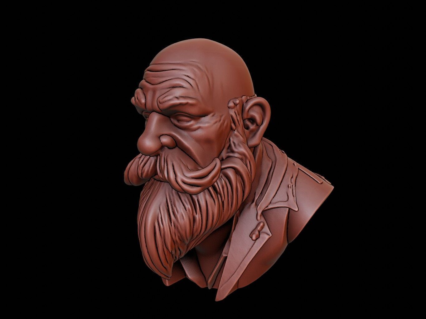 Dwarf Beast Bust 3D print model_1