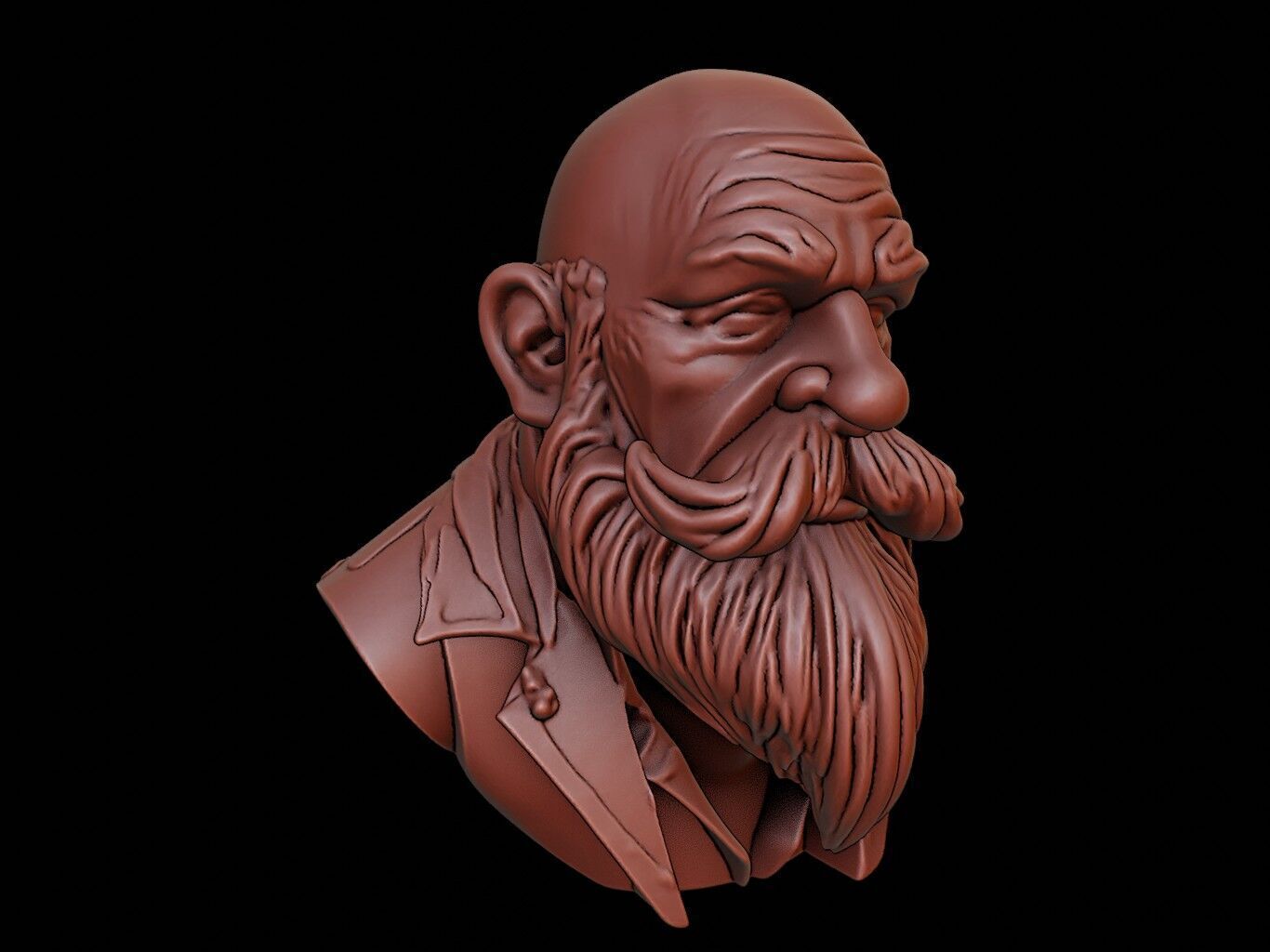 Dwarf Beast Bust 3D print model_2