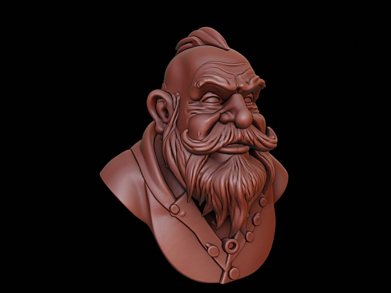 Dwarf Beast Bust 3D print model_2