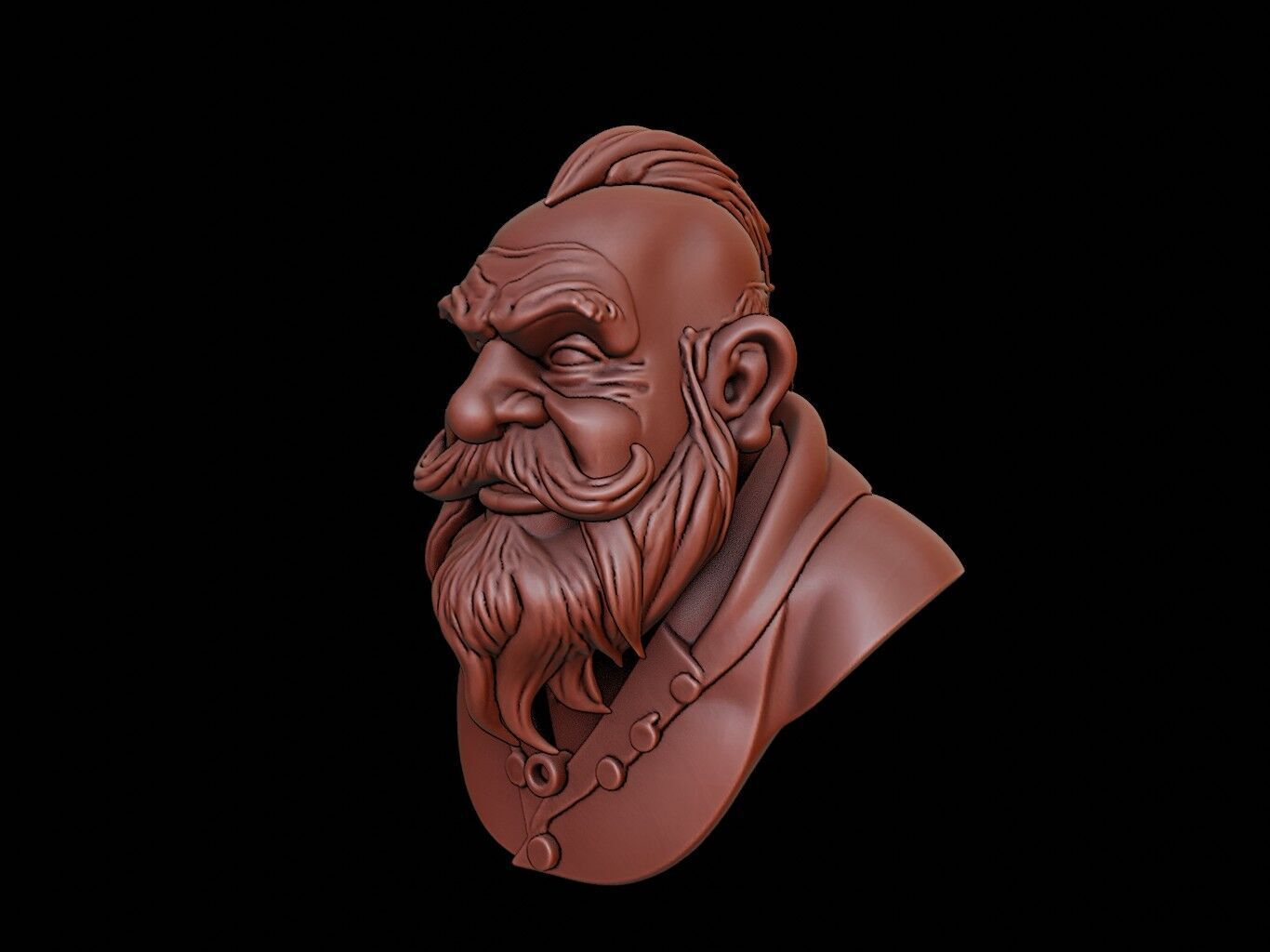 Dwarf Beast Bust 3D print model_1