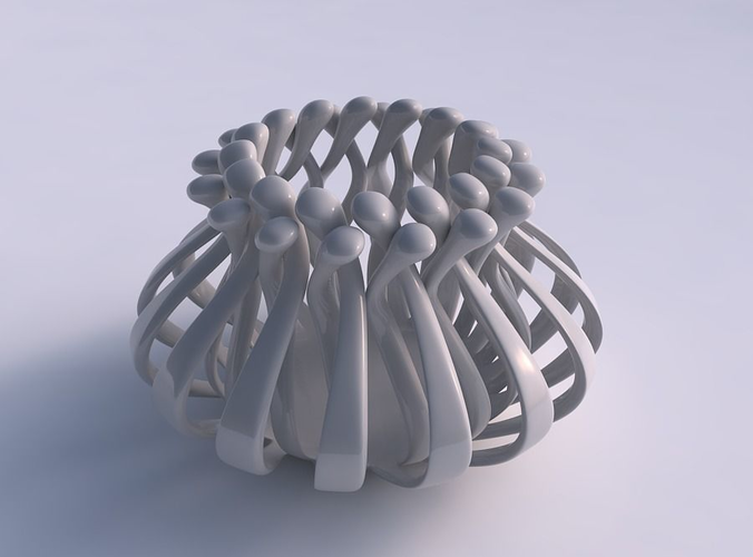 Vase curved with twisted muscle structure and soft tips squeezed 3D print model