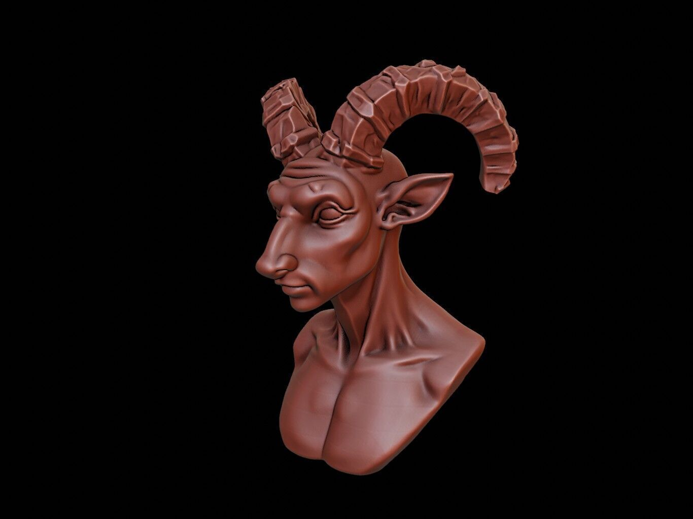 Faun Beast Bust 3D print model_1