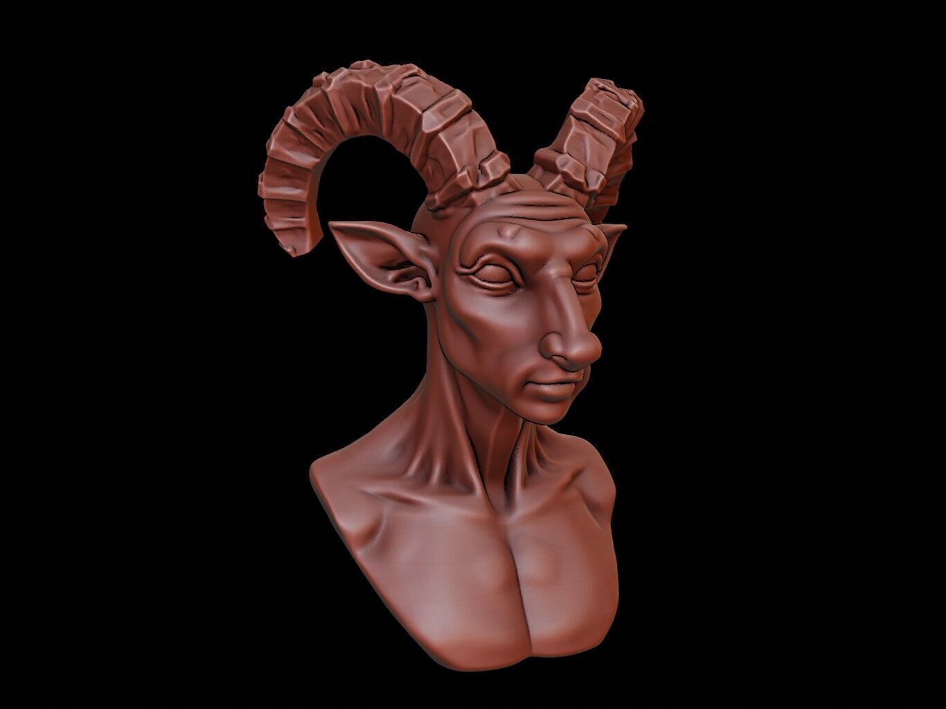 Faun Beast Bust 3D print model_2