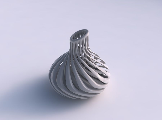 Vase curved with sharp muscle structure streched top corner