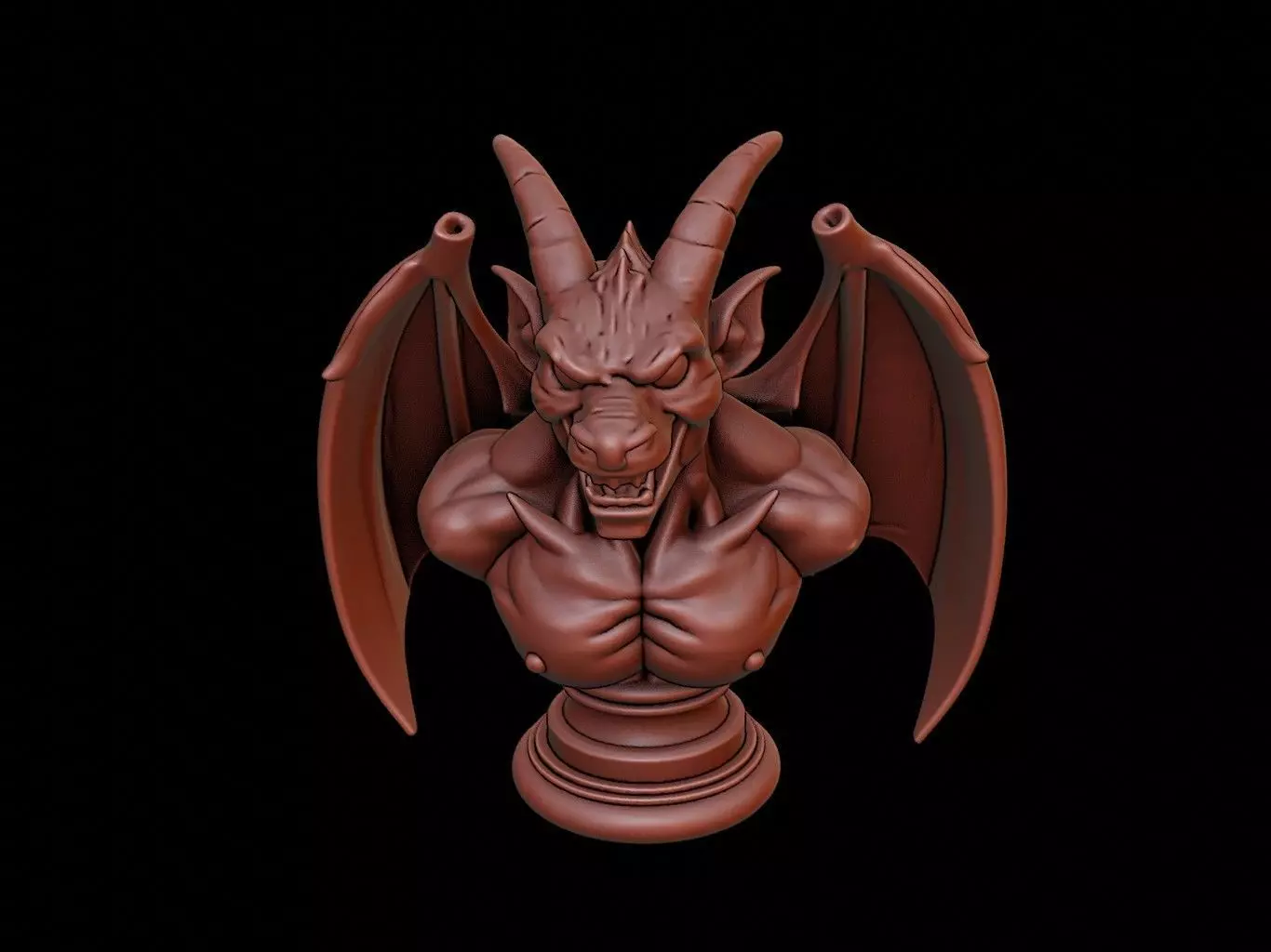 Gargoyle Beast Bust 3D print model_0