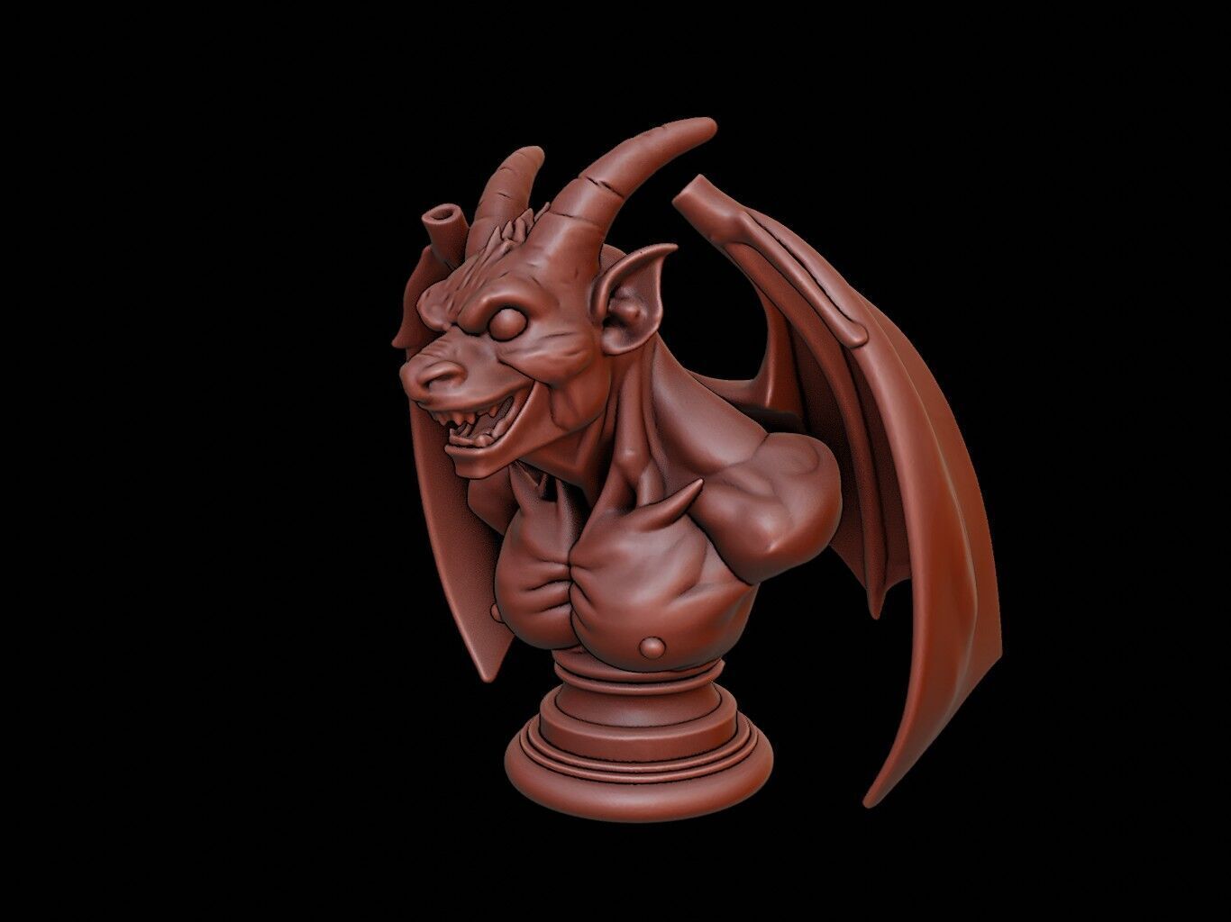Gargoyle Beast Bust 3D print model_1