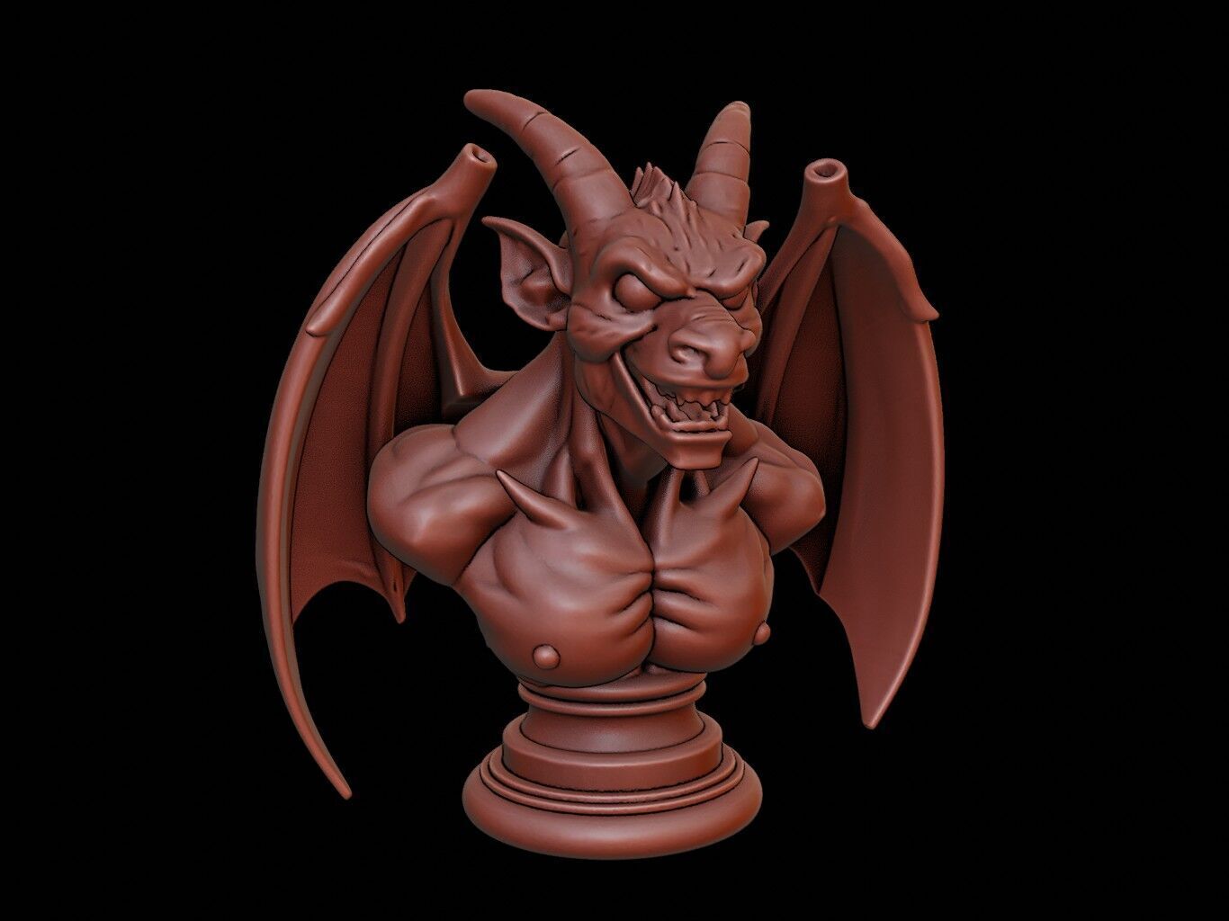 Gargoyle Beast Bust 3D print model_2