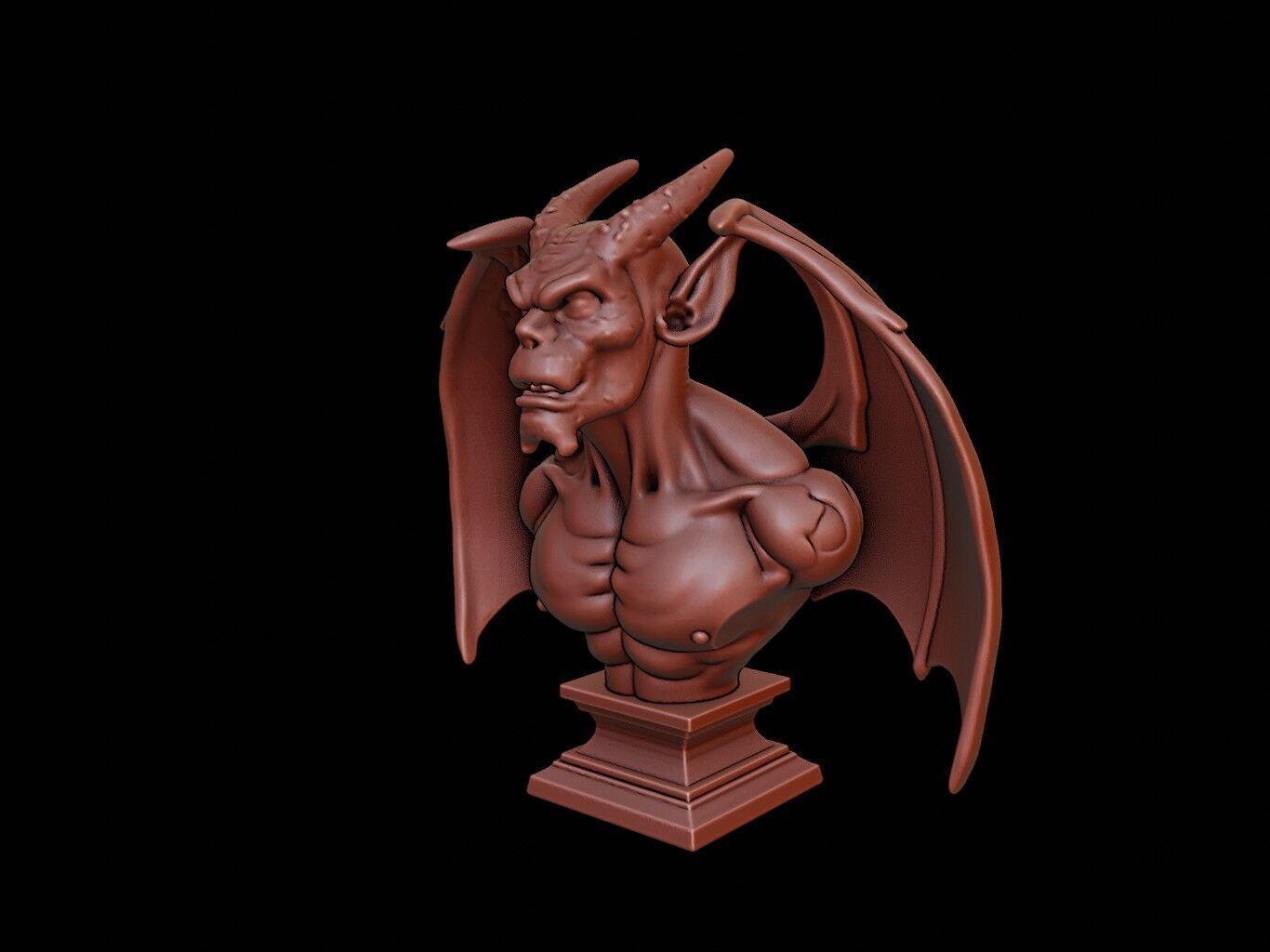 Gargoyle Beast Bust 3D print model_1
