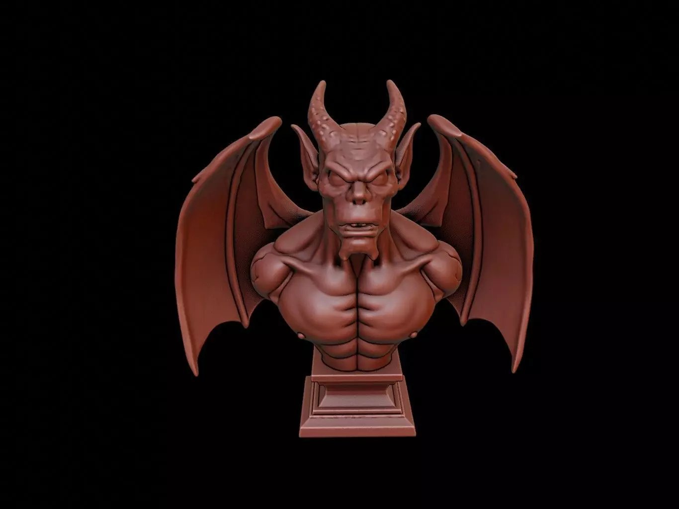 Gargoyle Beast Bust 3D print model_0