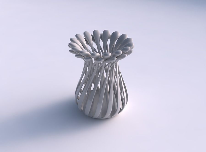 Vase curved with twisted muscle structure and soft tips widened top