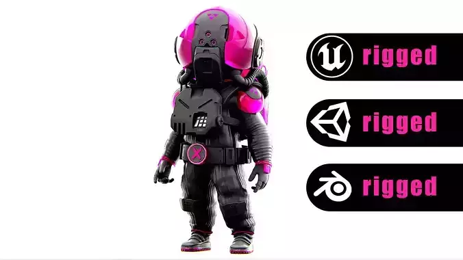 TOON ASTRONAUT F-B  Rigged for Unreal Engine - Unity - MIXAMO  3D model