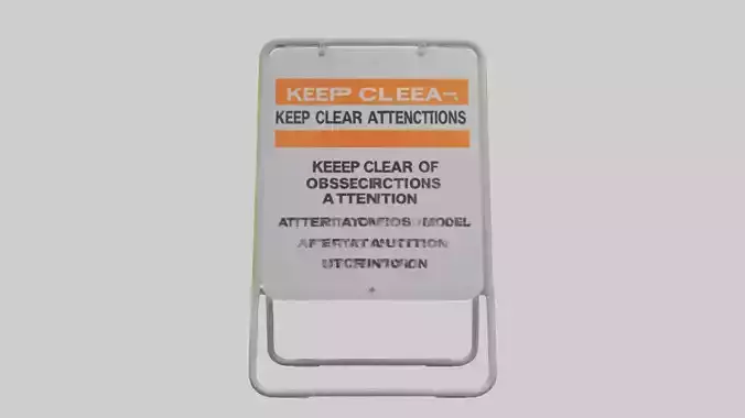 Keep Clear of Obstructions Attention Sign model Low-poly 3D model