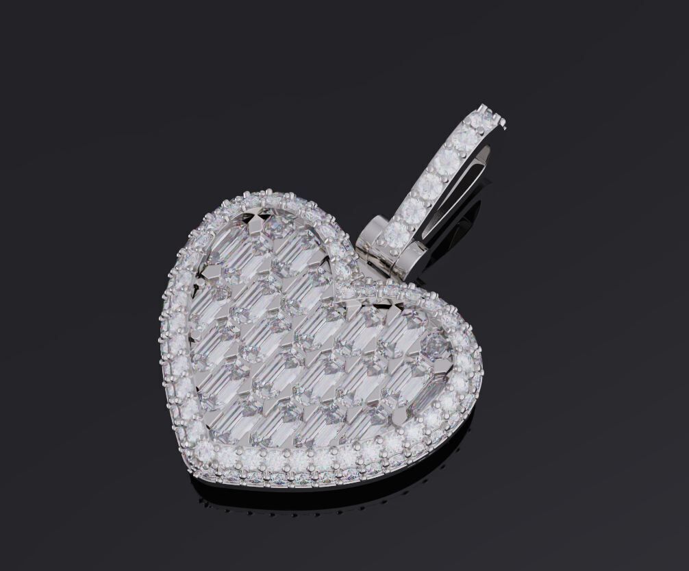 Emerald heart pendant 3D print model_2