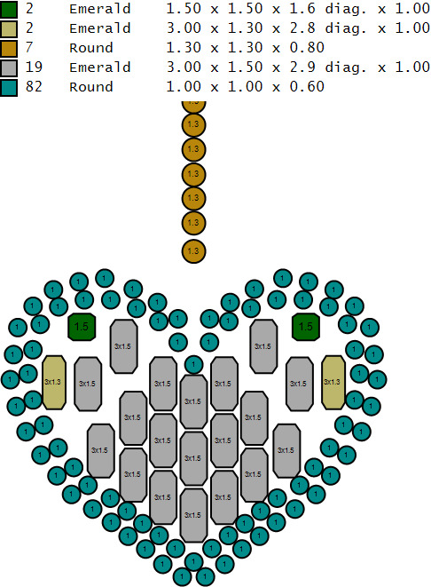 Emerald heart pendant 3D print model_10