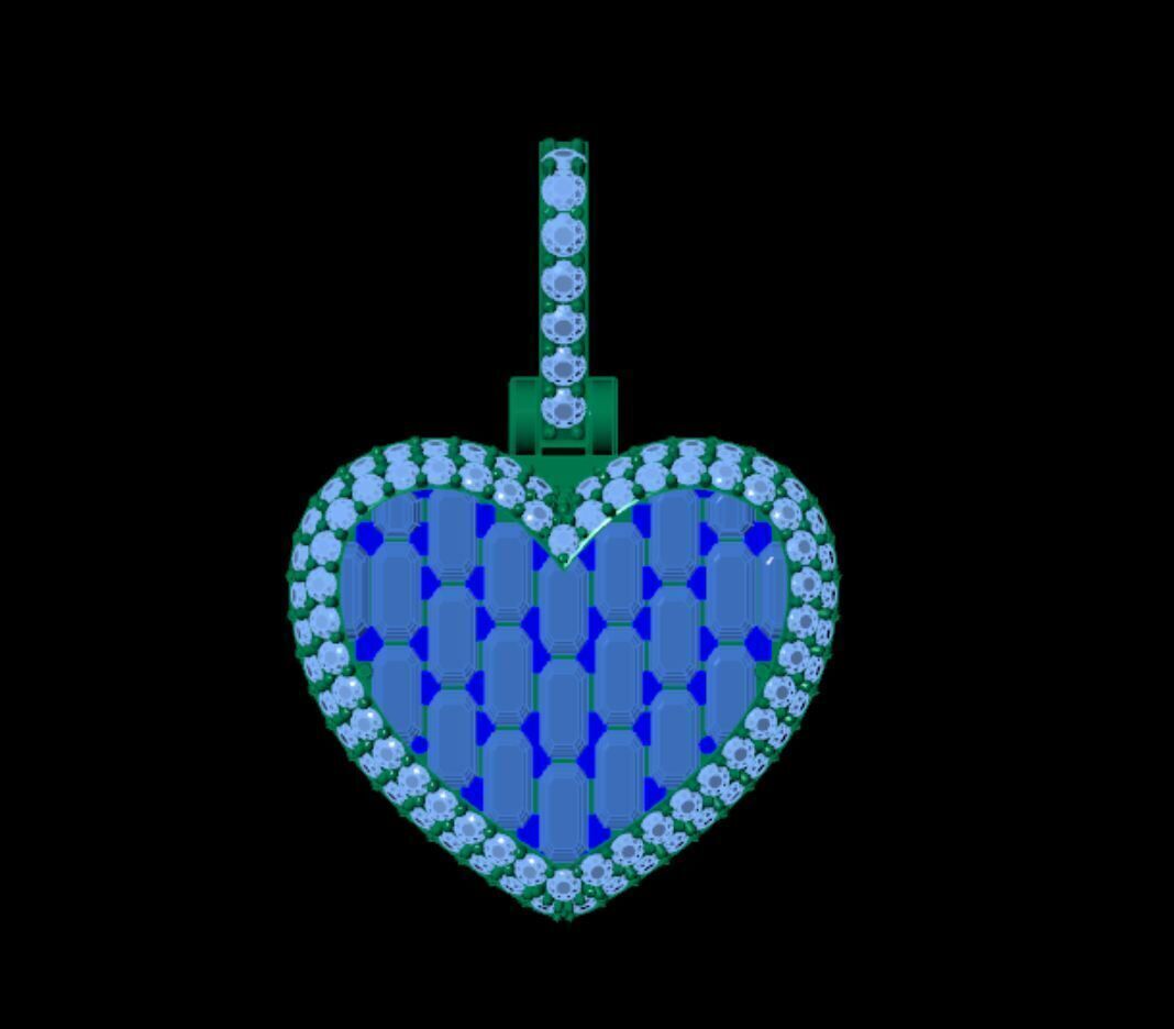 Emerald heart pendant 3D print model_8