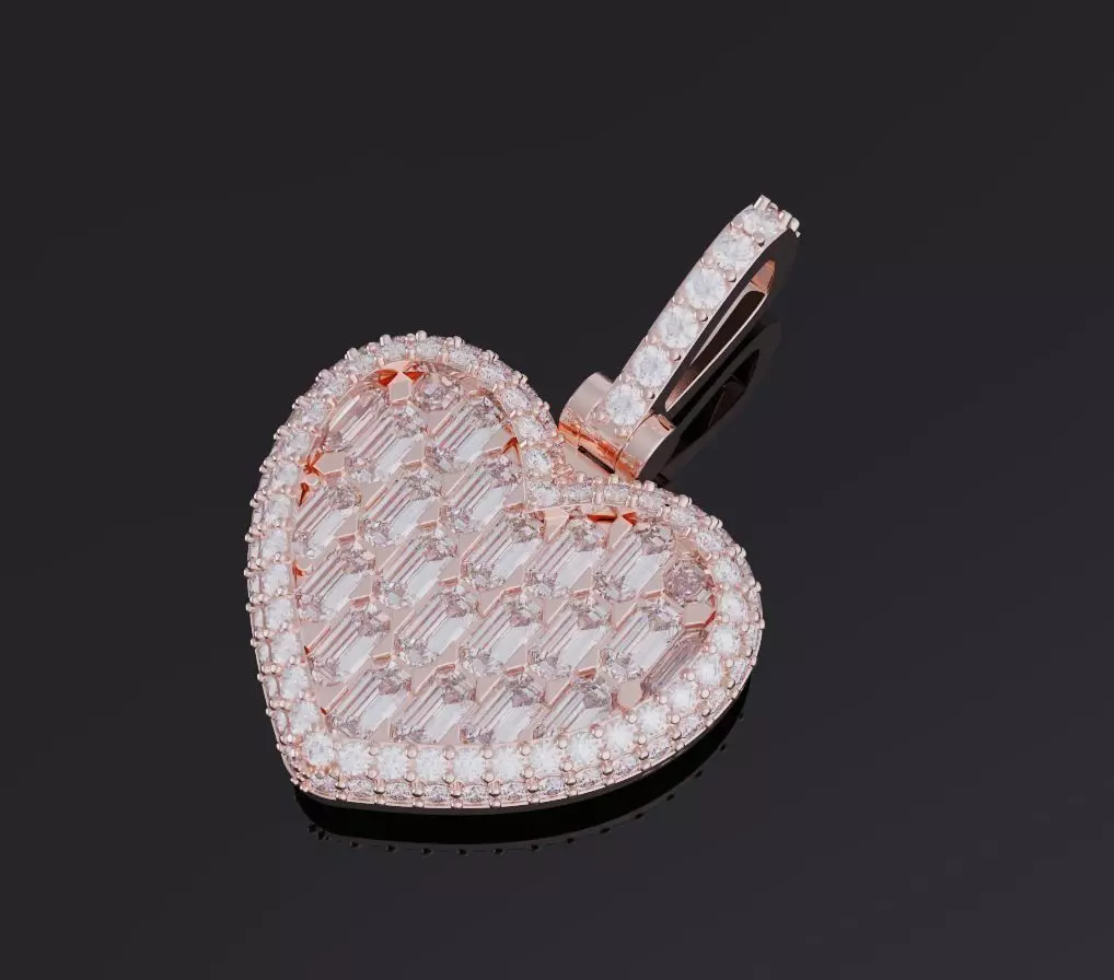 Emerald heart pendant 3D print model_0