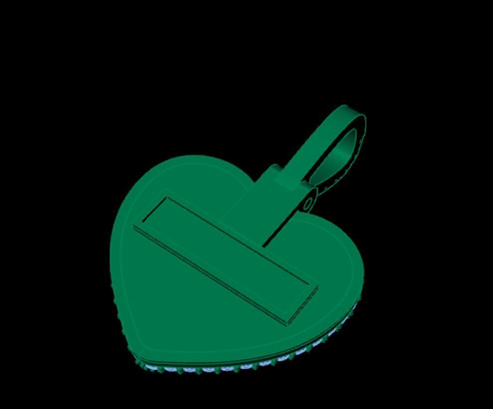 Emerald heart pendant 3D print model_7