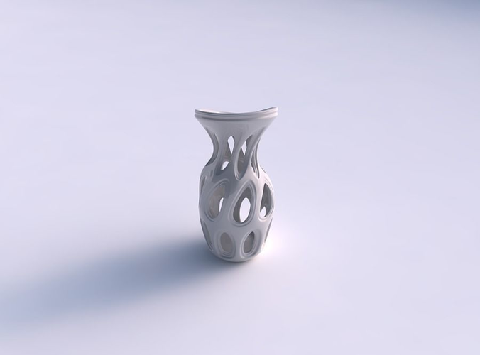 Vase curved with smooth beveled cuts eccentric 3D print model