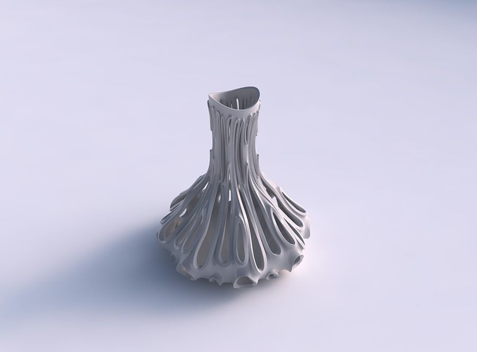 Vase curved with smooth extuded cuts streched top