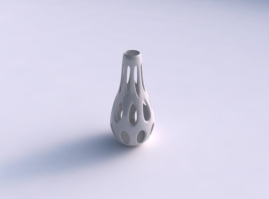 Vase curved with smooth cuts long neck 3D print model_0