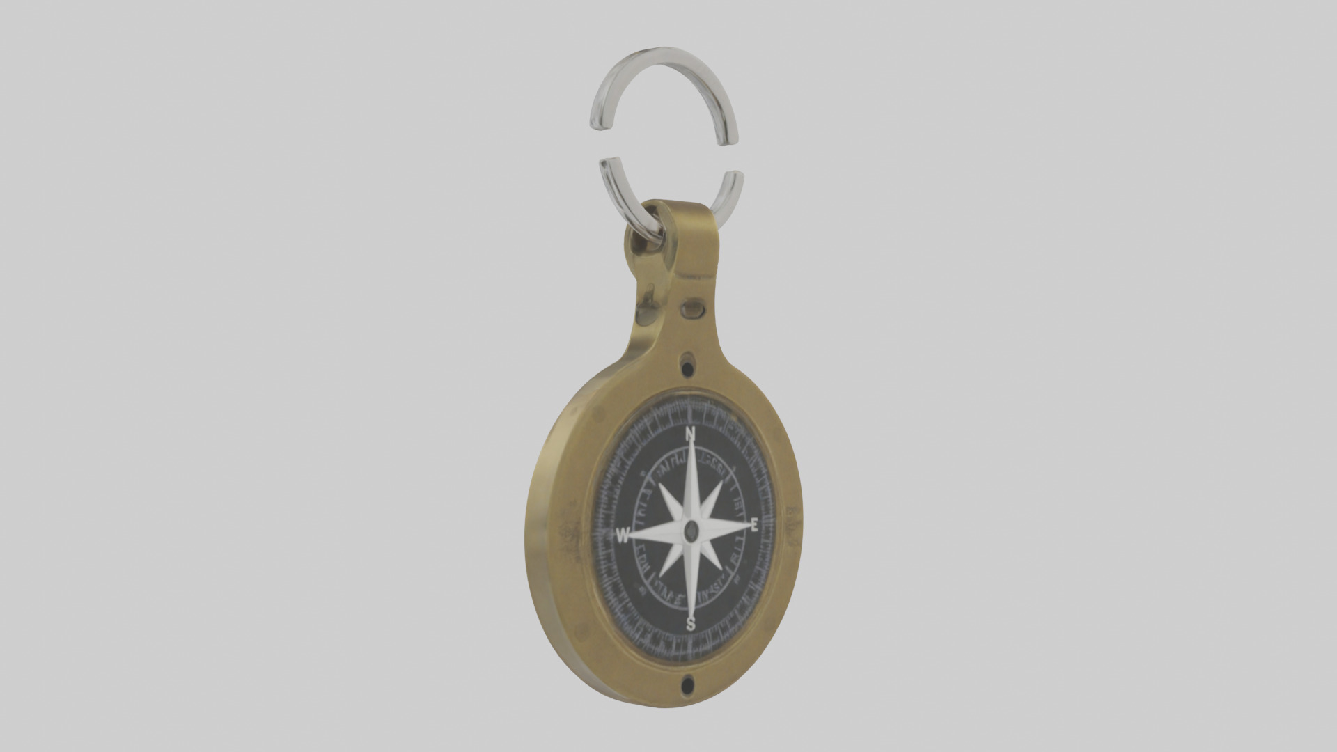 Keychain with compass model Low-poly 3D model_1