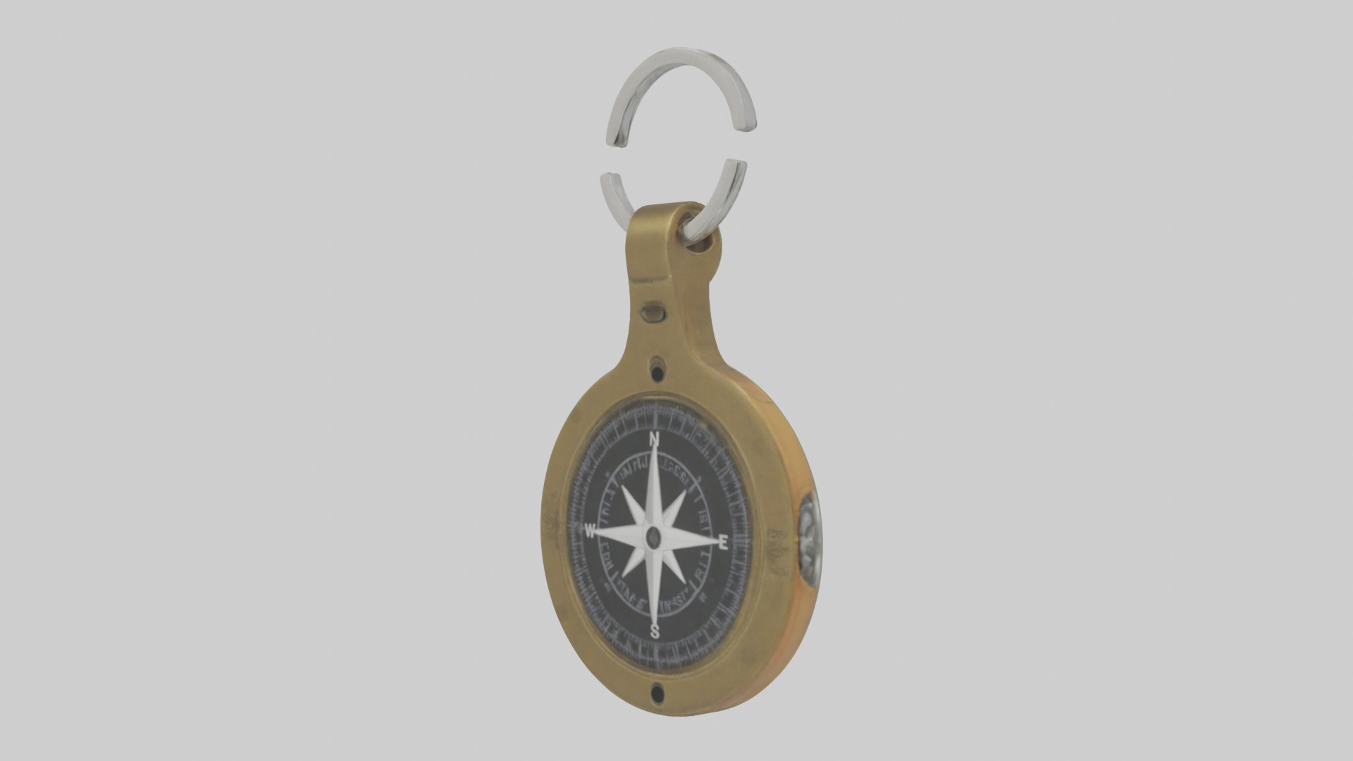 Keychain with compass model Low-poly 3D model_2