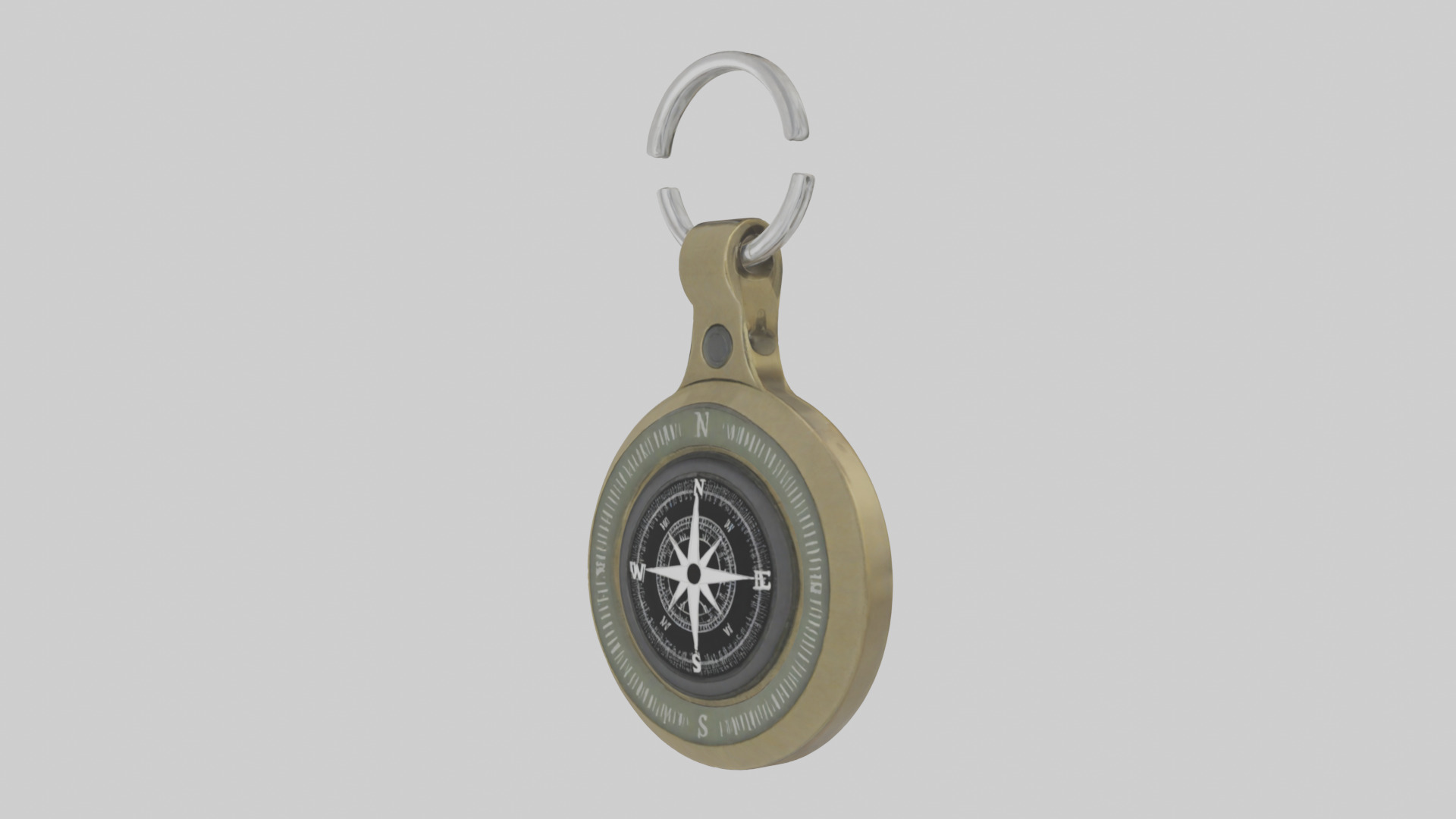 Keychain with compass model Low-poly 3D model_10