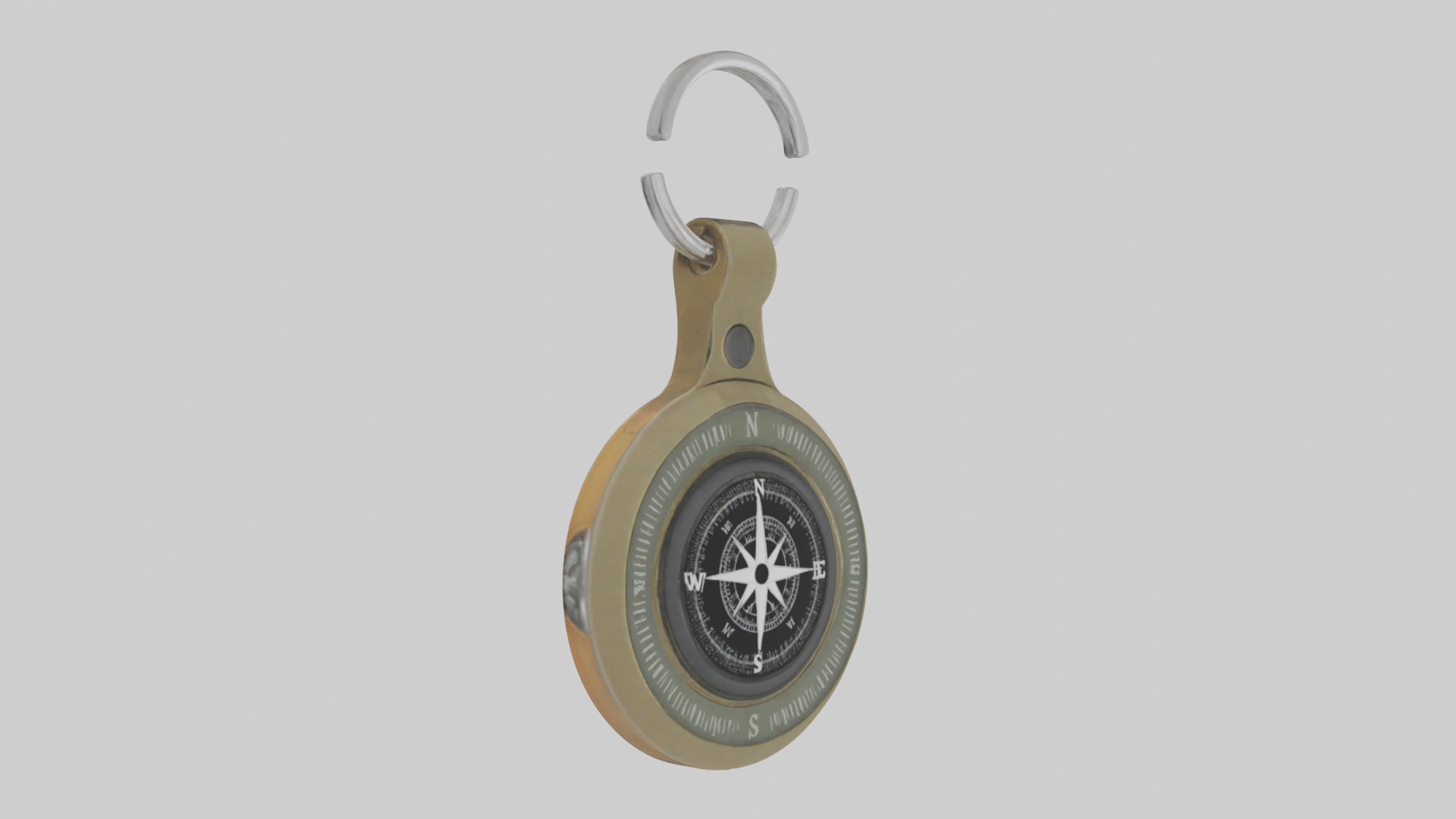 Keychain with compass model Low-poly 3D model_11