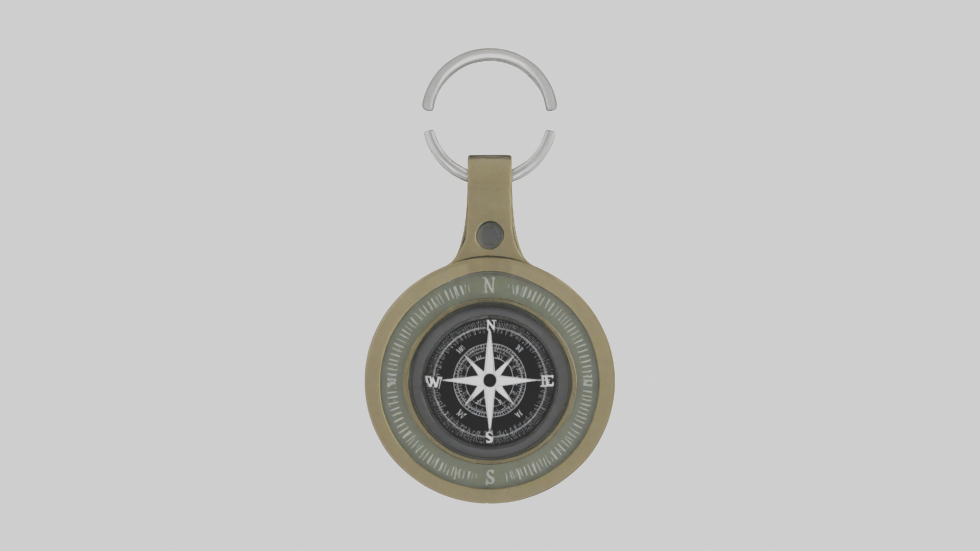 Keychain with compass model Low-poly 3D model_9