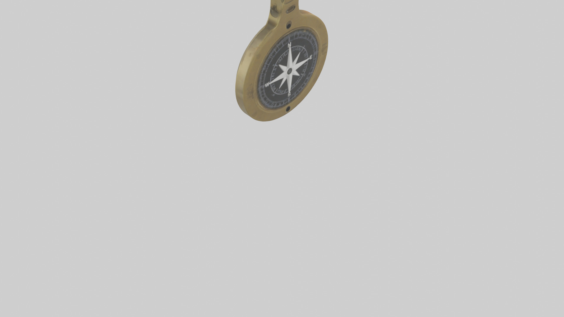 Keychain with compass model Low-poly 3D model_3